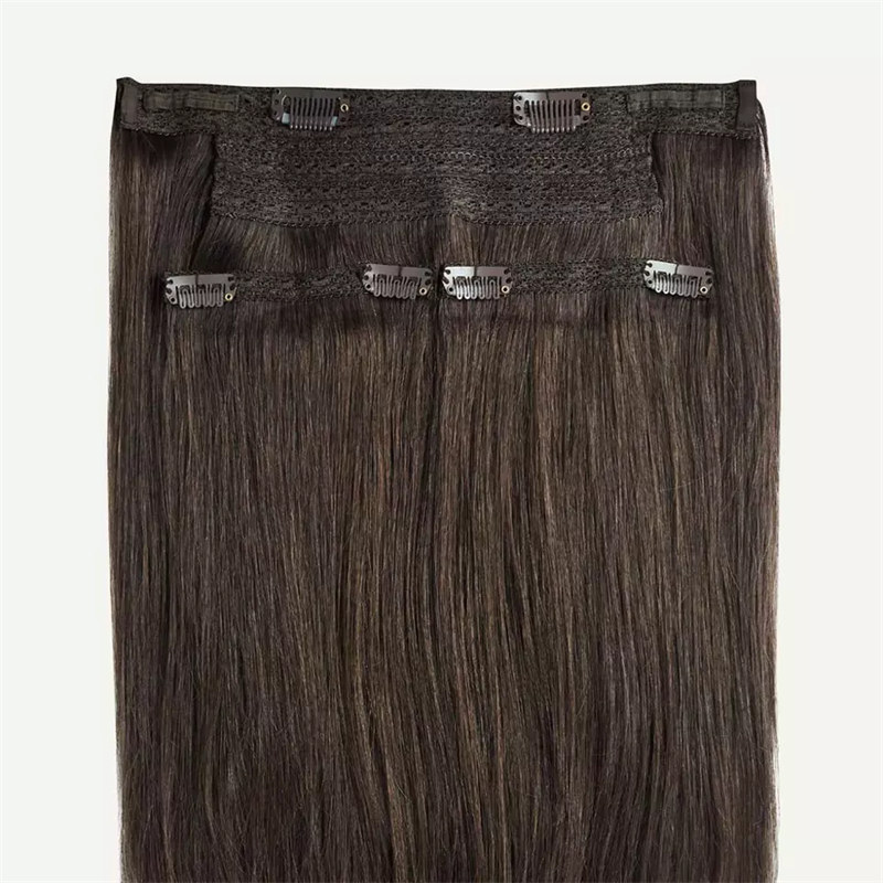 Customized Brown Color Halo Hair Extensions New Trend Newest Brazilian Human Hair